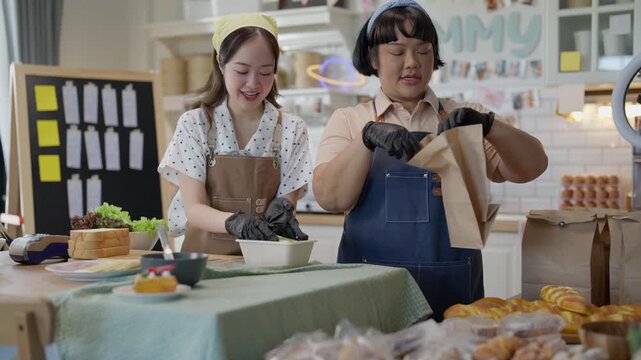 Cooking Baking Kitchen Live Streaming Online Asian Woman Preparing Food and Bread with Cheerful Culinary Demonstration, Engaging Home Studio Broadcast for Audience Discovery