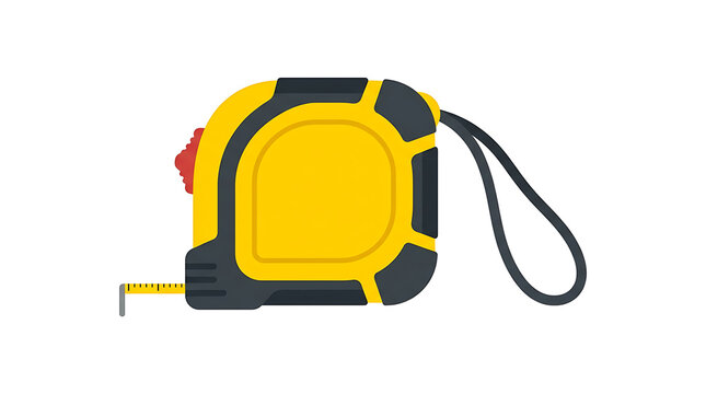 Yellow Retractable Measuring Tape Tool for Construction, DIY Projects, and Home Renovation Concepts