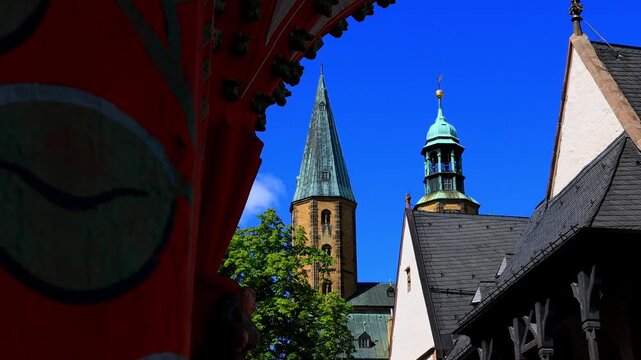 goslar historic cityscape in the german harz mountains 4k video with a pan