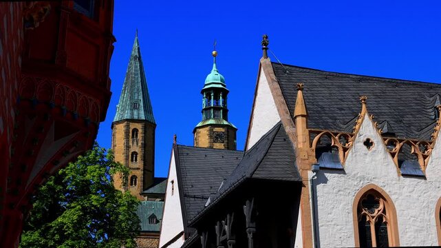 goslar historic cityscape in the german harz mountains 4k video with a pan