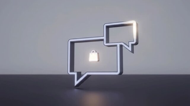 Shopping Support Chat Bubbles and Bag Icon
