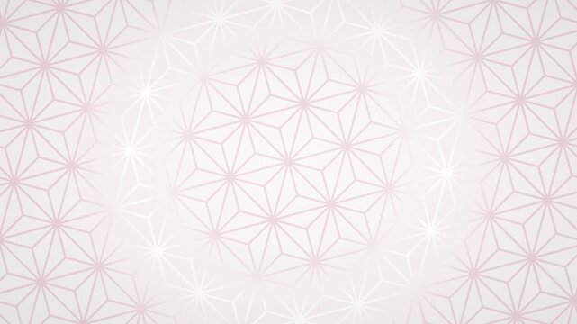Traditional Japanese asanoha hemp leaf pattern background in soft pale pink and rose, slowly turning with a glowing ripple, kimono style, seamless loop, 4K