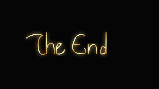 Elegant glowing text reading The End on black background
