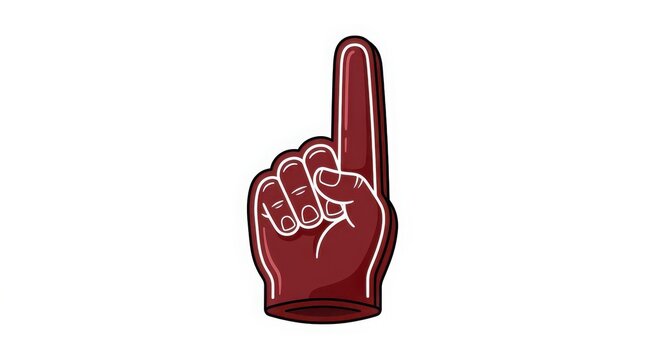 Maroon foam finger showing number one hand sign for sports fans cheering at a stadium game event