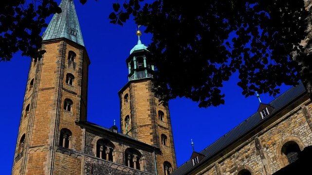 goslar historic cityscape in the german harz mountains 4k video with a pan