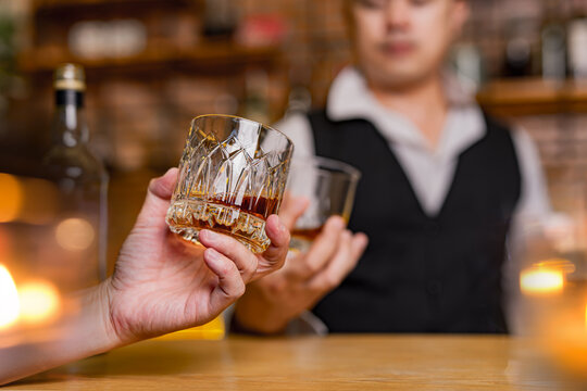 whiskey, for a friendly party in a bar or a restaurant.