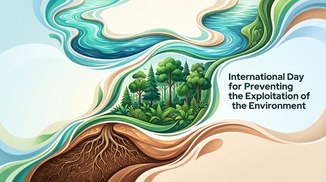 International day for preventing environmental exploitation with nature illustration
