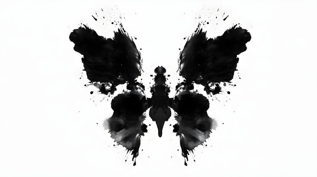 Symmetrical black inkblot rorschach test psychological shape Stock Illustration