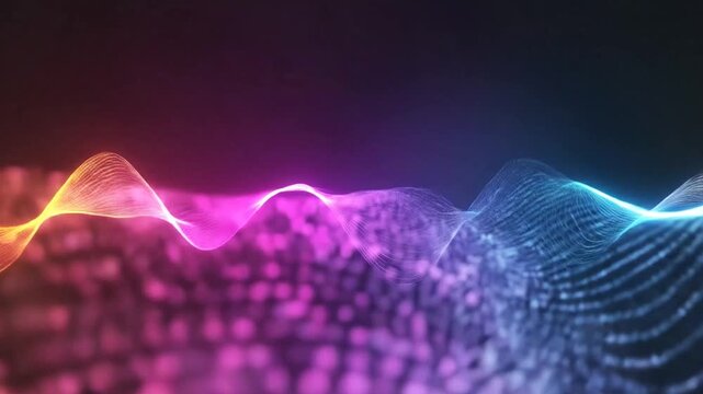 Abstract Digital Sound Wave Visualization with Glowing Particle Lines