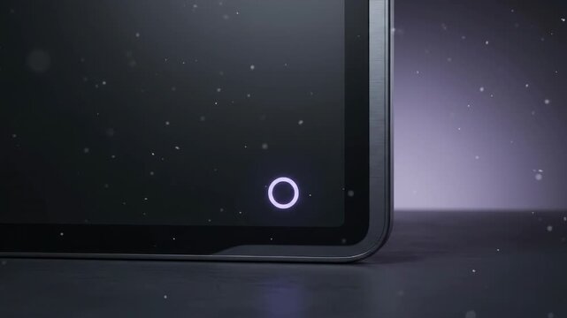 Closeup Tablet with Purple Circular Status Indicator