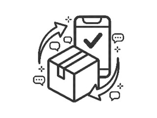Modern package delivery and mobile customer communication line art icon © ImageFlow 