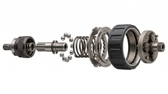 Camera Lens Mount - 3D illustration of Exploded diagram of a camera lens mount and
aperture mechanism