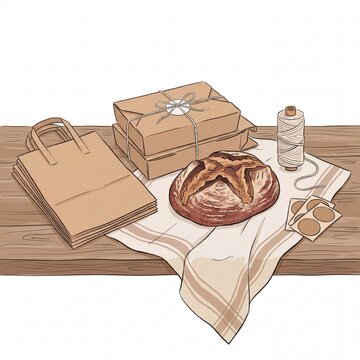 Artisanal Sourdough Bread with Eco-Friendly Bakery Packaging
