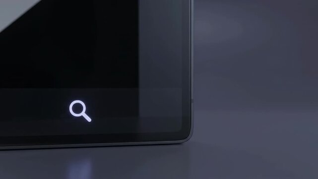 Closeup Tablet with Purple Search Icon