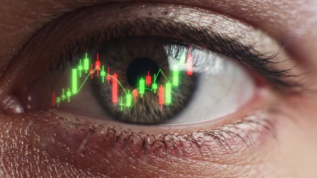 Financial Trading Charts Reflected in Human Eye, Stock Market Analysis