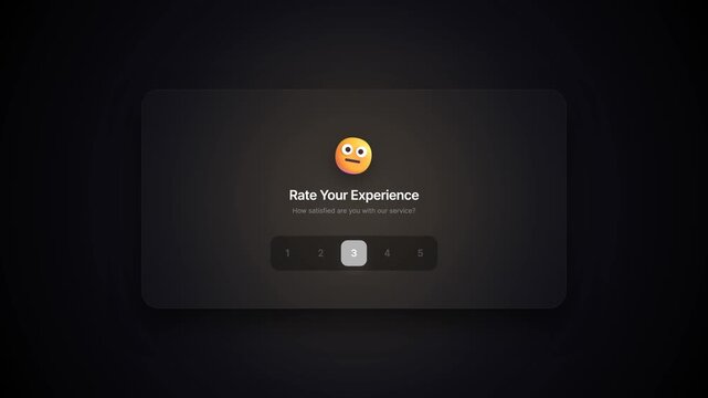 Rating card component designed for dark themed digital interfaces featuring five numbered review options.