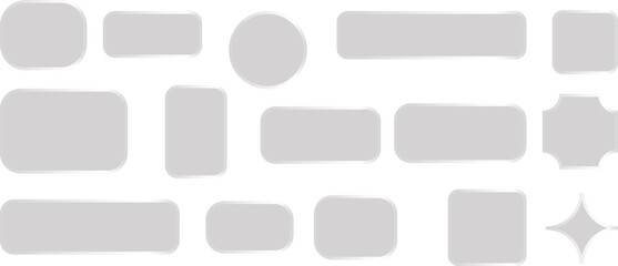 Fototapeta premium Collection of various light gray geometric shapes with rounded corners, including rectangles, a circle, and a four-pointed star icon