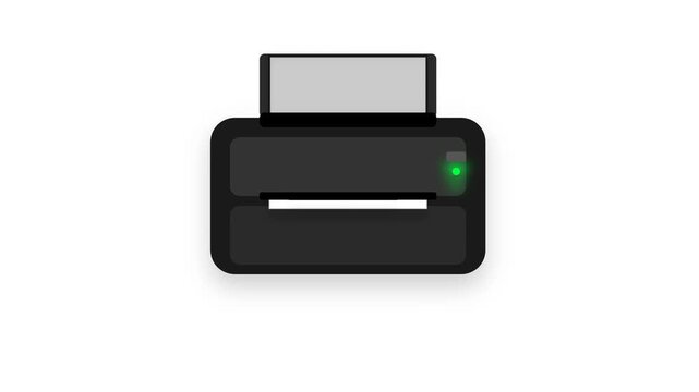 Flat Vector Animation of a Desktop Printer Printing a Document