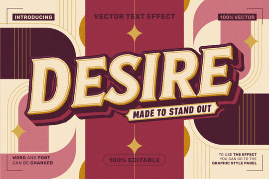 Editable Desire Retro Dimensional Text Effect for Poster Branding and Fashion Design