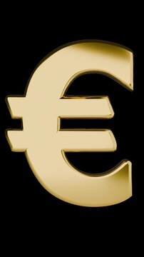 Rotating Golden Euro Currency Symbol 3D Animation