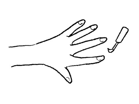 ネイルしている手の線画