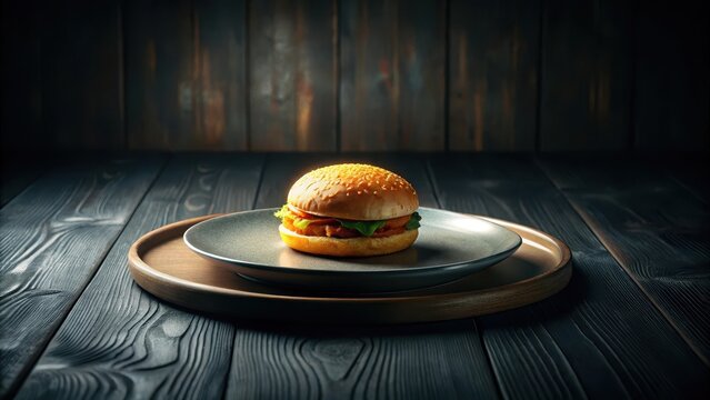 A humble plate of comfort food sits as a solitary sentinel on the darkness its simplicity a stark contrast