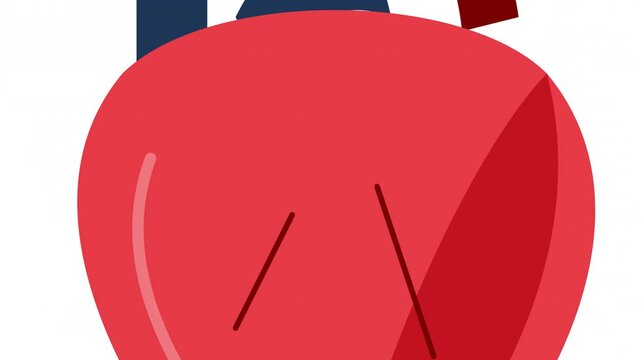 Red abstract heart shape with blue straps animated loop clean minimal design