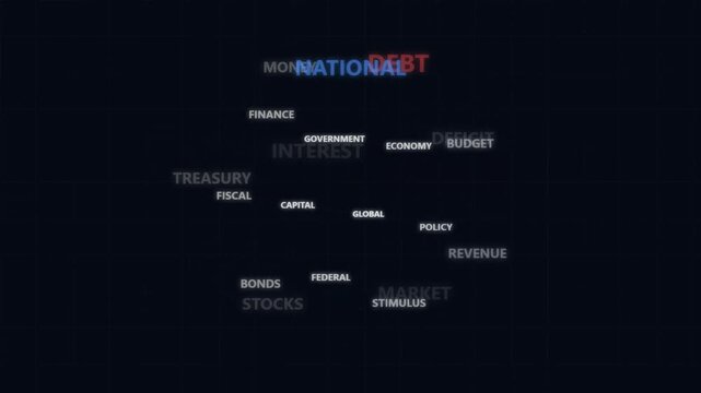 National Debt Word Cloud Animation Economy Finance Government Budget Policy