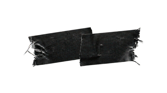 Two pieces of black gaffer tape isolated on transparent background