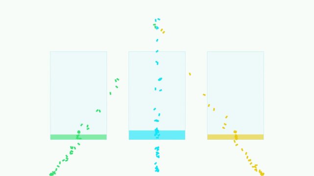 Three empty frames on a light background with a green button on top clean design for presentation