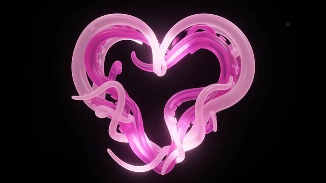 Glowing pink octopus tentacles moving dynamically in dark background motion