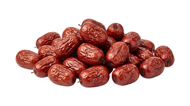 Heap of dried red jujube fruits with date fruit ziziphus jujuba