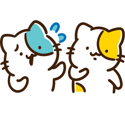 困りごとの相談を聞いているかわいいねこのキャラクターのデフォルメイラスト