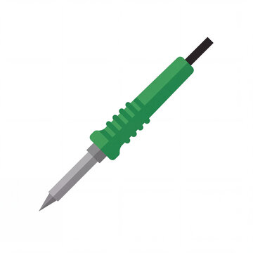 Green electric soldering iron illustration for electronics repair and DIY workshop projects.