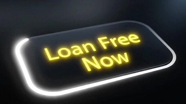 Glowing Loan Free Now Button with White Outline on a Dark Digital Background