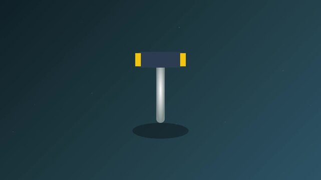 Cartoon Hammer Striking A Flat Surface In Minimalist Style Animation