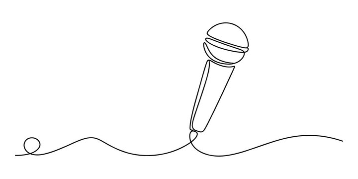 Continuous single line drawing of a vocal microphone for music performance isolated on a white background isolated on transparent background