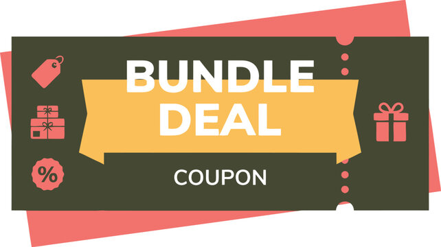 Bundle deal coupon vector banner, promo discount ticket, shopping voucher design Editable Vector