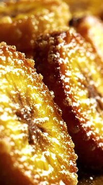 Delicious Fried Plantains Sizzling in Hot Oil, Traditional African Food, 4K Vertical Video