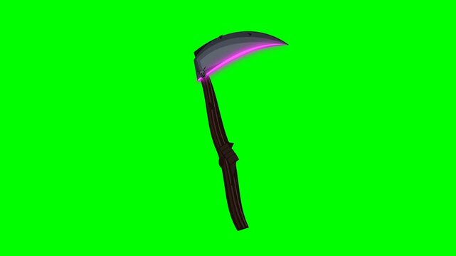 Grim Reaper Scythe with Glowing Cursed Edge Green Screen