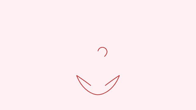 A red heart shape gradually appears above two curved lines on a pale pink background affection