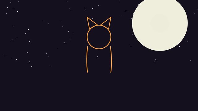 Animated bat flies across a full moon in a starry night sky flying flight fullmoon stars