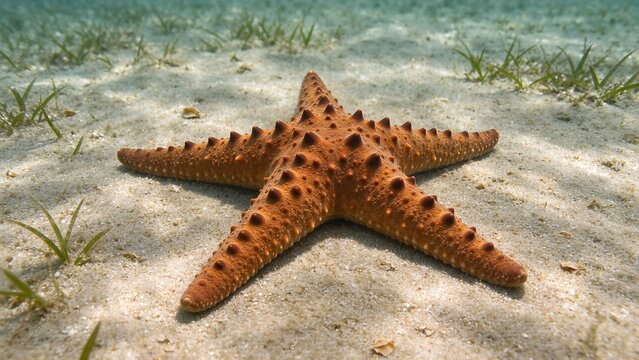 Chocolate Chip Sea Star on Sandy Seabed
