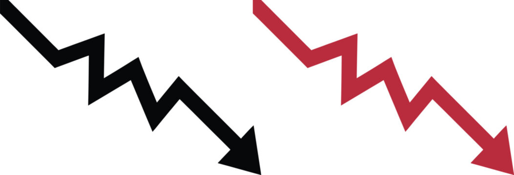 Red And Black Arrow Illustration Showing Significant Decrease in Business Metrics and Negative Performance Trends
