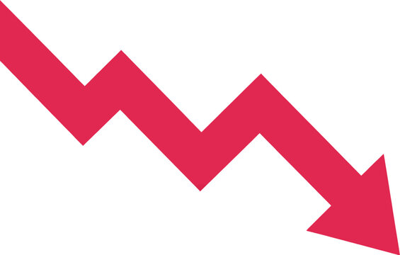 Red Arrow Illustration Showing Significant Decrease in Business Metrics and Negative Performance Trends
