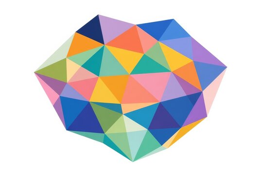 Colorful low poly crystal made of triangular facets