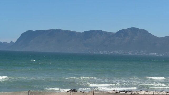 View across False Bay near Cape Town on a summer afternoon.