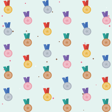 Medals pattern on light blue background for awards.