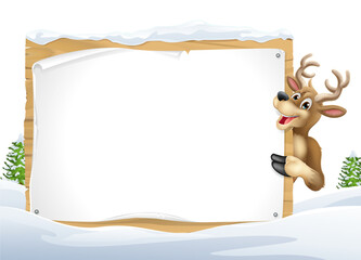 Fototapeta na wymiar Christmas Santa Claus Reindeer Background Sign