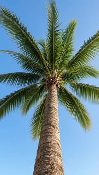 palm tree in the wind with clear blue sky